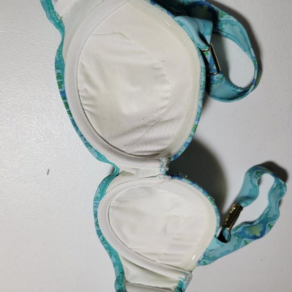 Lisa Blue Molded Cups Beaded Bikini Top Gold Details Size Small - Picture 6 of 11